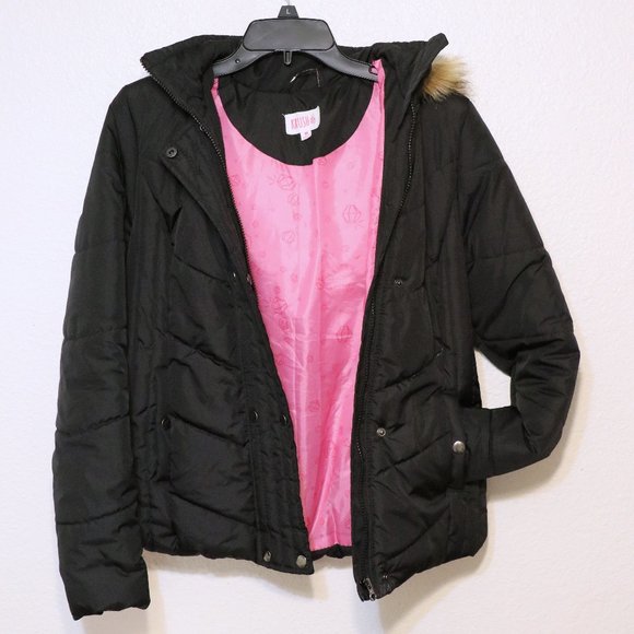 Krush Jackets \u0026 Coats | Krush Black Puffer with Faux Fur Hood and Pink Lining | Color: Black/Pink | Size: mg | Coffee_Creamer's Closet